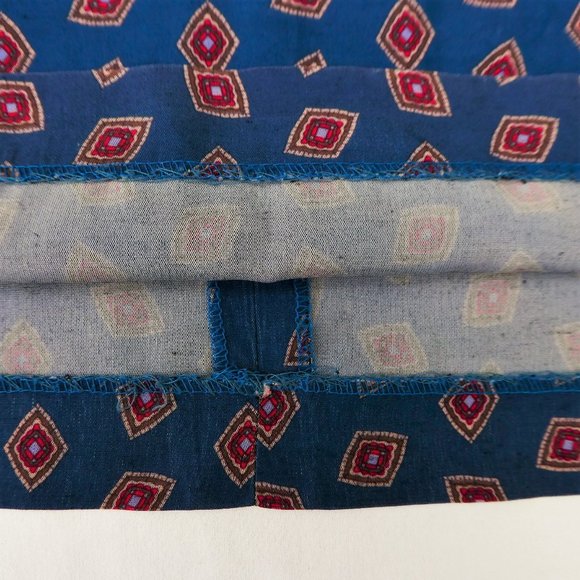 SOLD Vintage 80s Midi Skirt Prairie Farmhouse Elastic Back Zip Teal Blue USA 20W - Picture 6 of 8